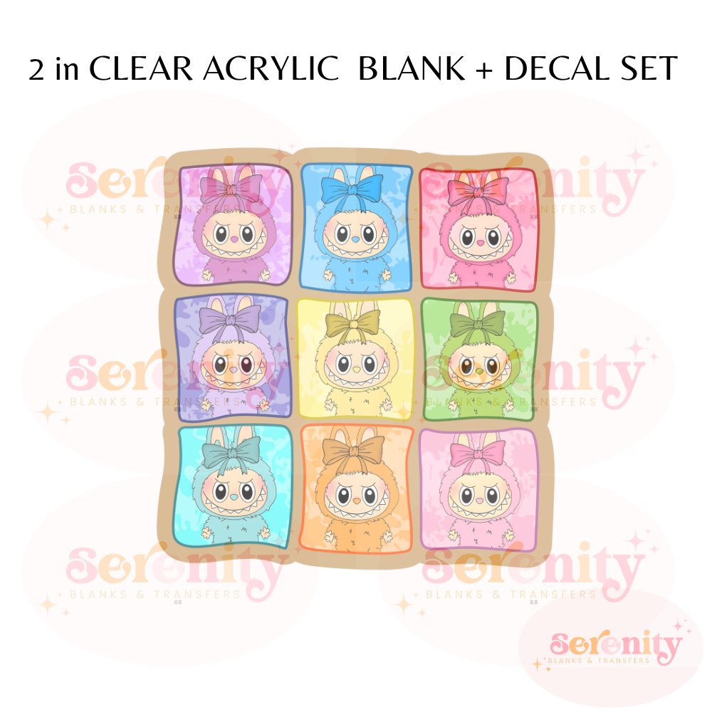 Cute Colorful Monster acrylic blanks & decal set