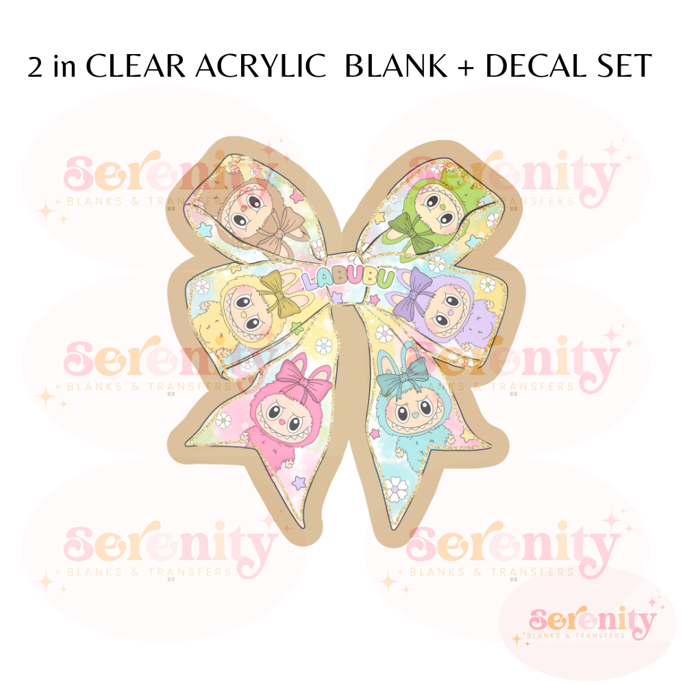 Cute Monster Coquette bow acrylic blanks & decal set