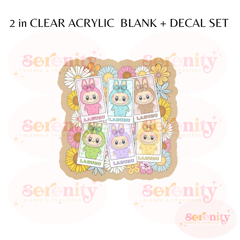 Floral Cute Monsters acrylic blanks & decal set