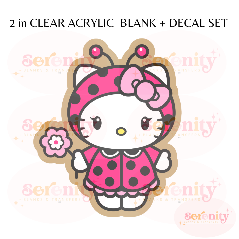 Kitty ladybug acrylic blanks & decal set