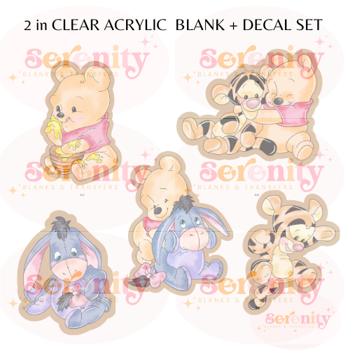 Pooh Bear & Friends Acrylic blank & decal set