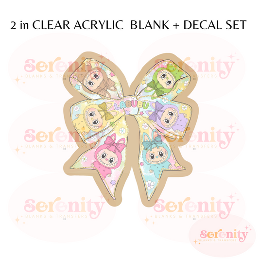 Cute Monster Coquette bow acrylic blanks & decal set