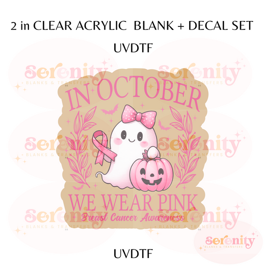 In October we wear pink cute ghost acrylic blanks & decal set UVDTF ONLY