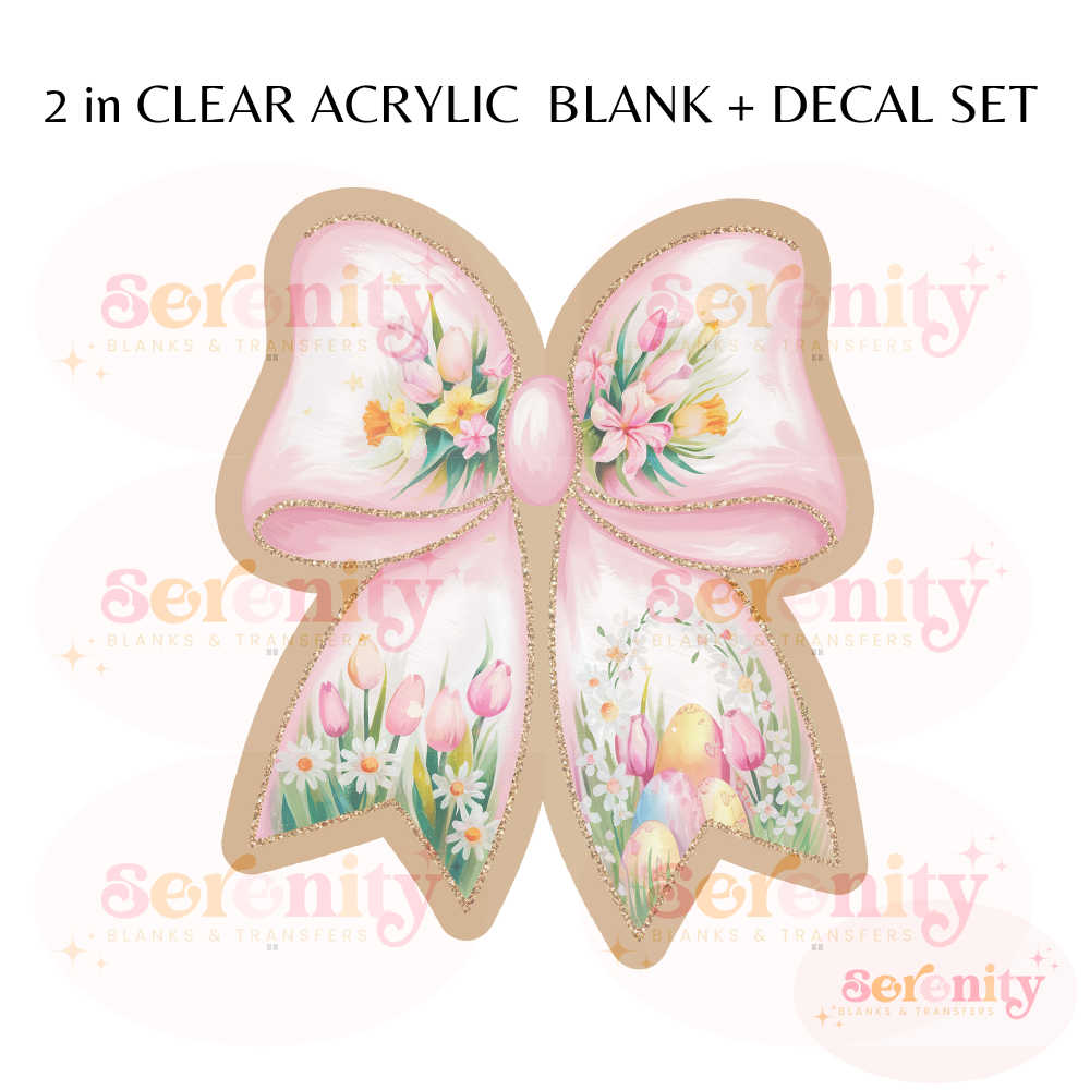 Floral Easter eggs coquette bow acrylic blanks & decal set