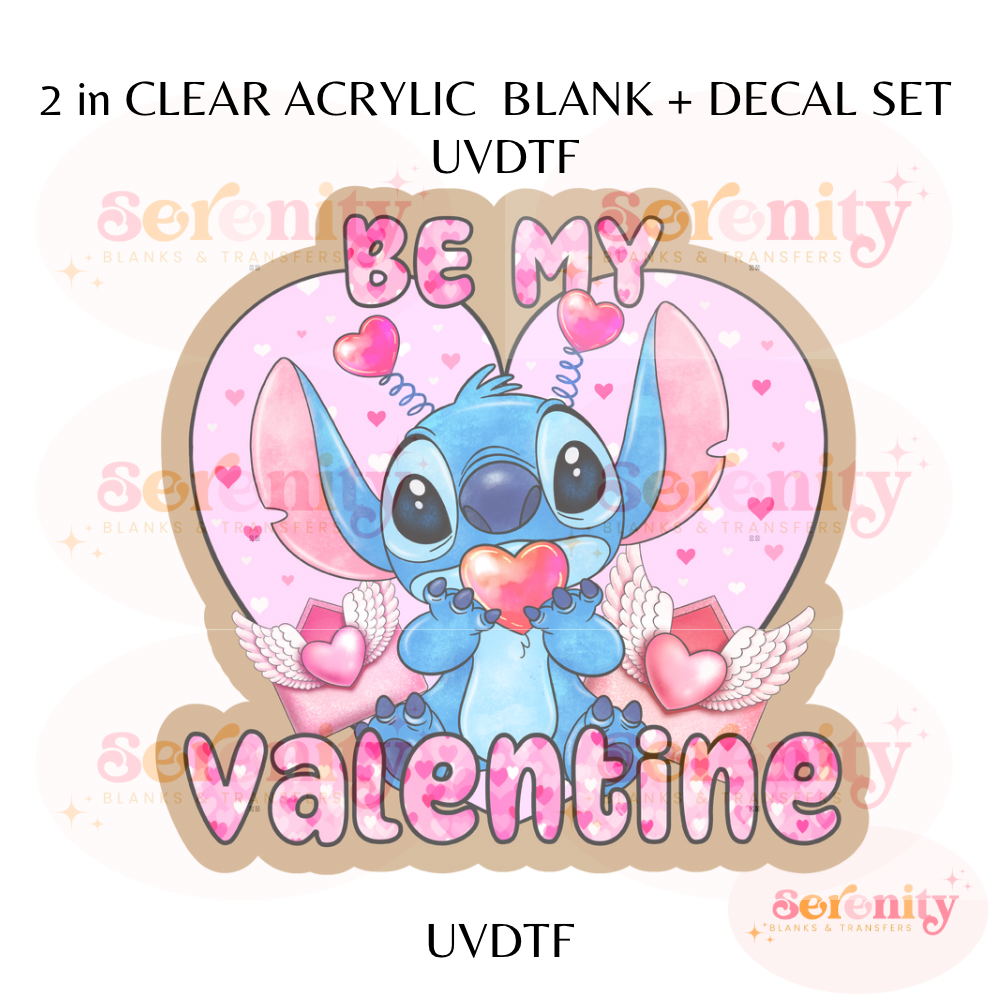 Stitch & Angel Be my valentine acrylic blanks & decal set