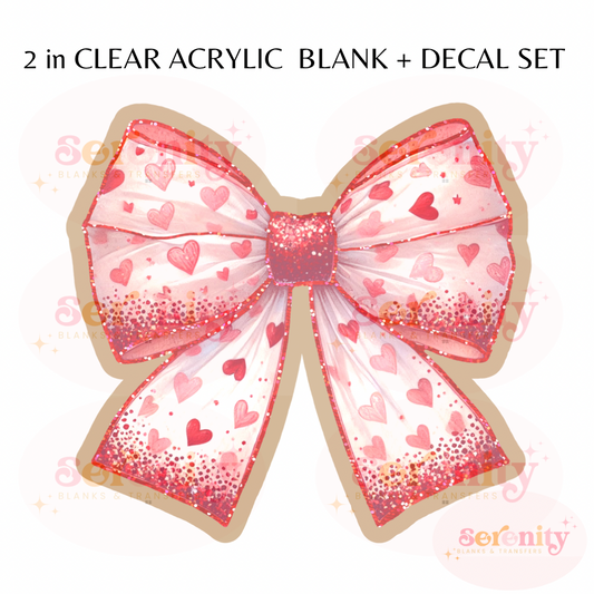 Hearts Bow acrylic blanks & decal set