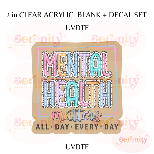 Mental Health Matters Polka Dots acrylic blanks & decal set UVDTF ONLY
