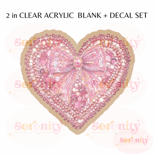 Rhinestone heart acrylic blanks & decal set