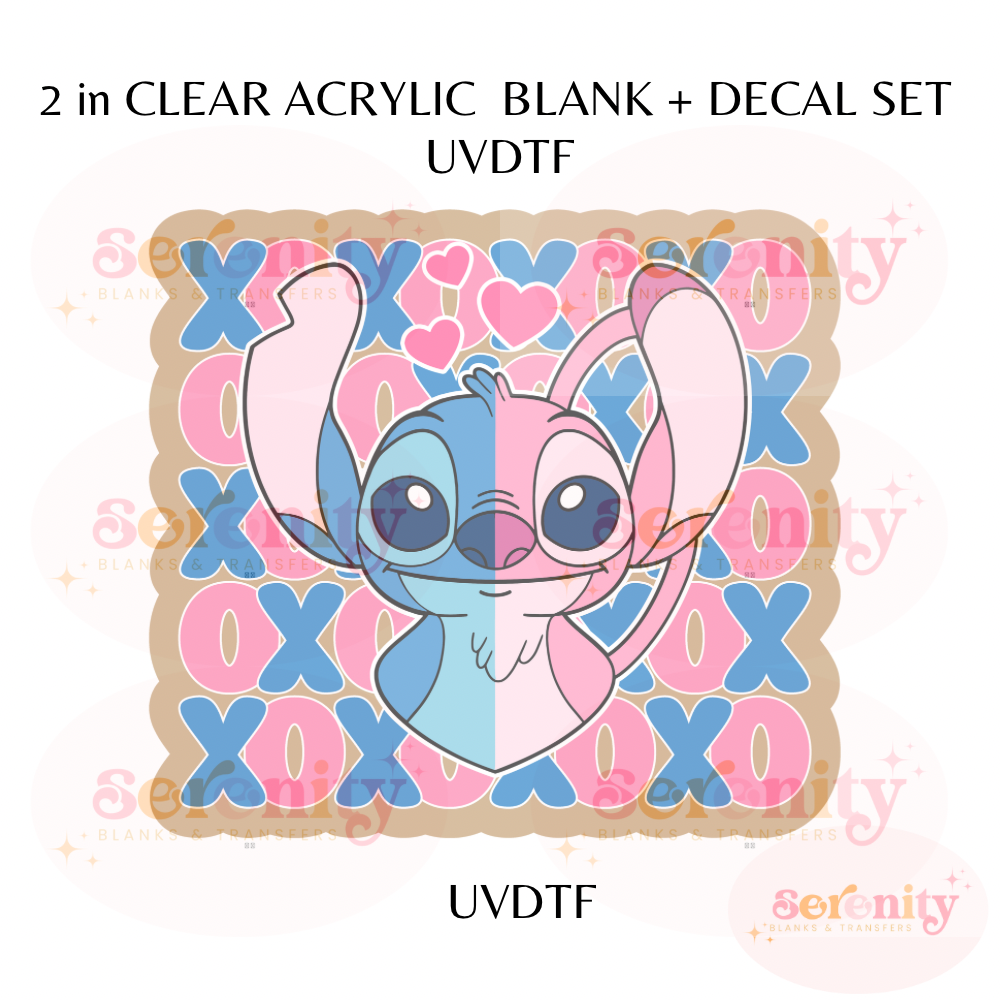 XOXO Angel & Stitch UVDTF acrylic blanks & decal set