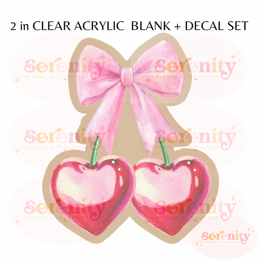 Coquette Pink Bow & Cherries Acrylic blanks & decal set