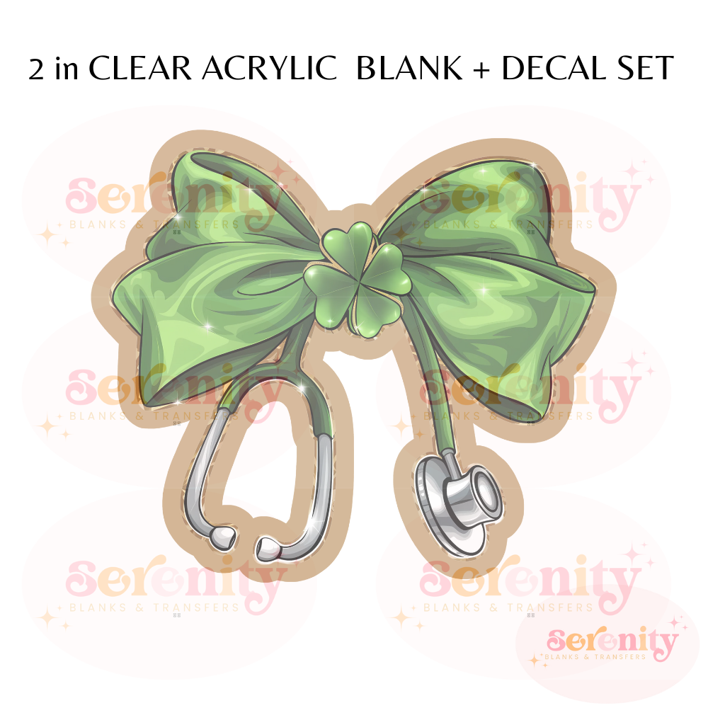 St. Patrick’s day stethoscope coquette bow acrylic blanks & decal set