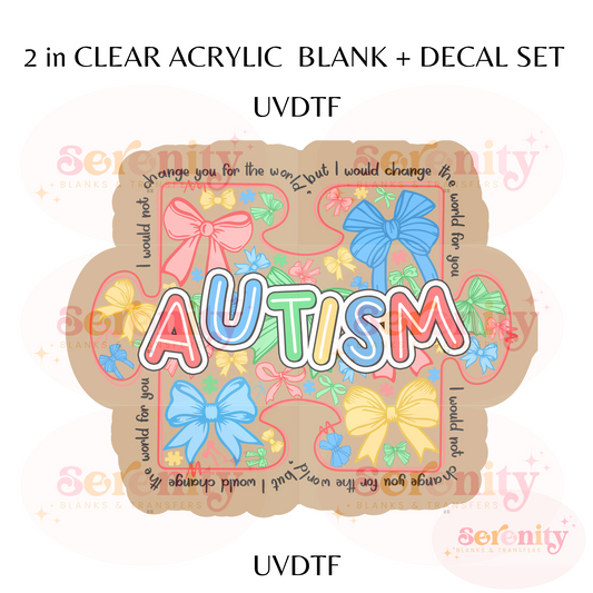 Autism Awareness Bow puzzle acrylic blanks & decal set UVDTF ONLY