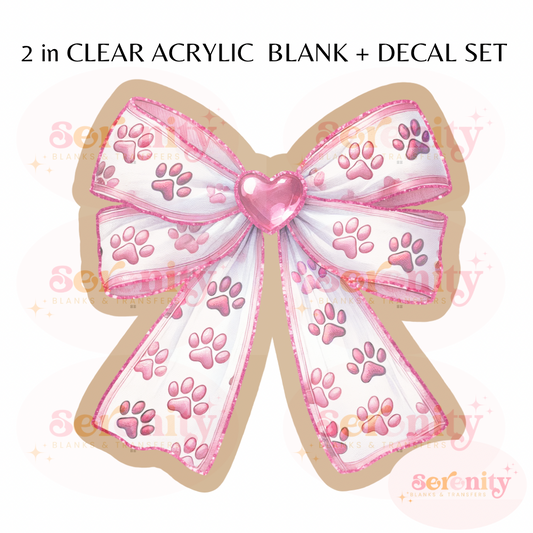 Coquette Paws Bow acrylic blanks & decal set