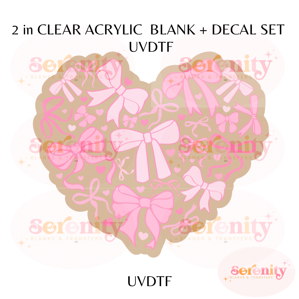 Pink Coquette bows UVDTF acrylic blanks & decal set