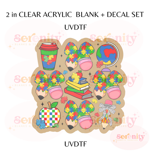 Teacher Autism Awareness acrylic blanks & decal set UVDTF ONLY