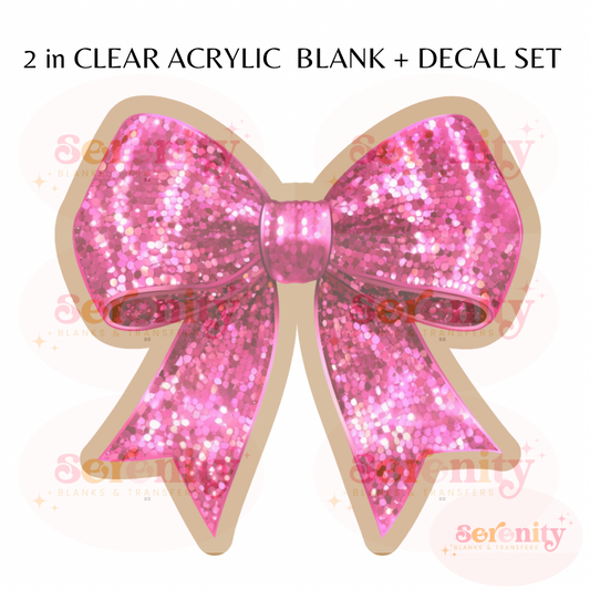 Sequin Pink Bow Acrylic blanks & decal set