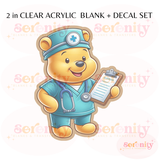 Winnie The Pooh Nurse acrylic blanks & decal set