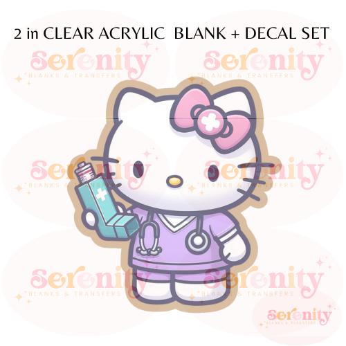 Respiratory Therapist Kitty with Inhaler Acrylic blanks & decal set