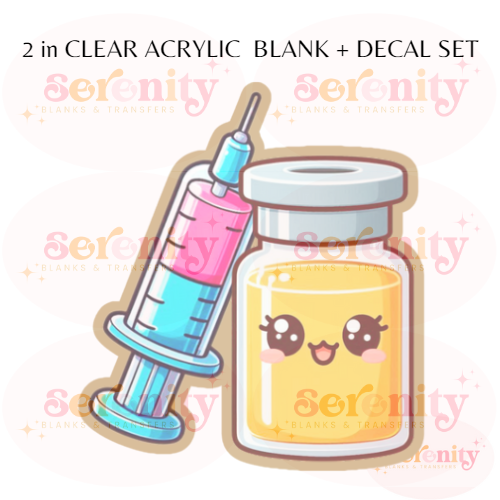 Kawaii Injection vial acrylic blanks & decal set