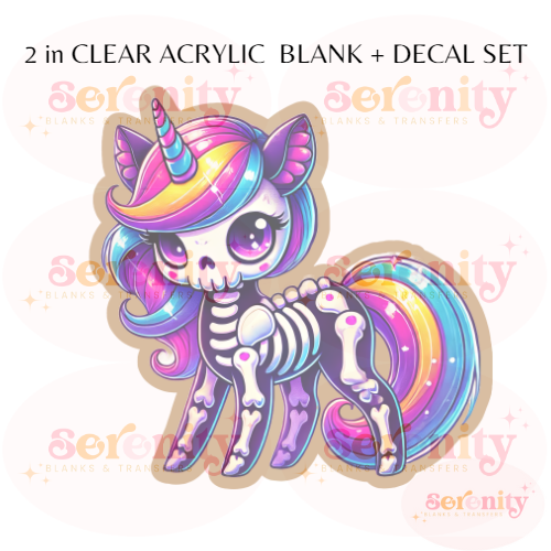 Skeleton Unicorn Acrylic blanks & decal set