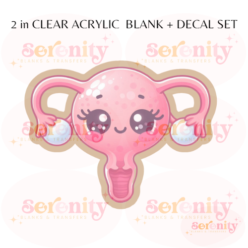 Kawaii Uterus Acrylic blanks & decal set