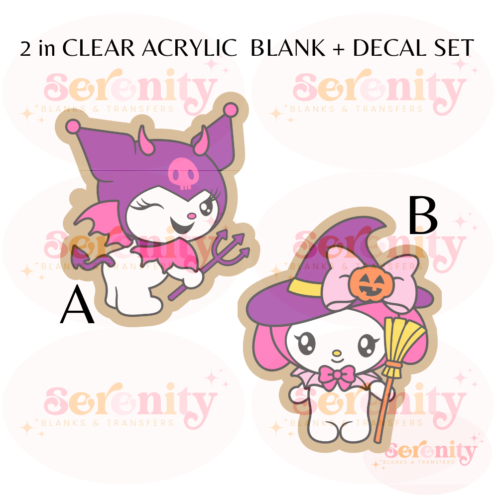 Spooky Kuromi and My Melody Acrylic blanks & decal set