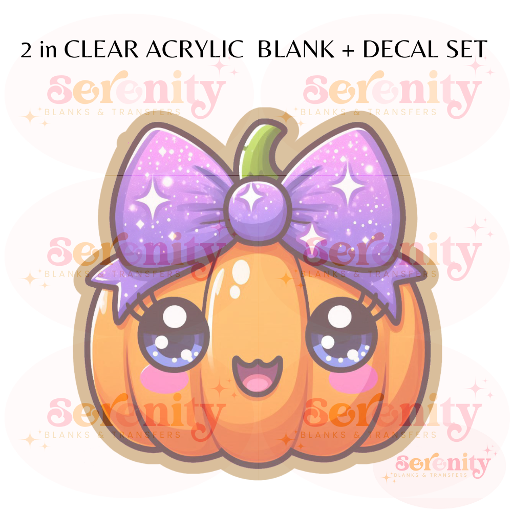 Cute Pumpkin purple bow Acrylic blanks & decal set