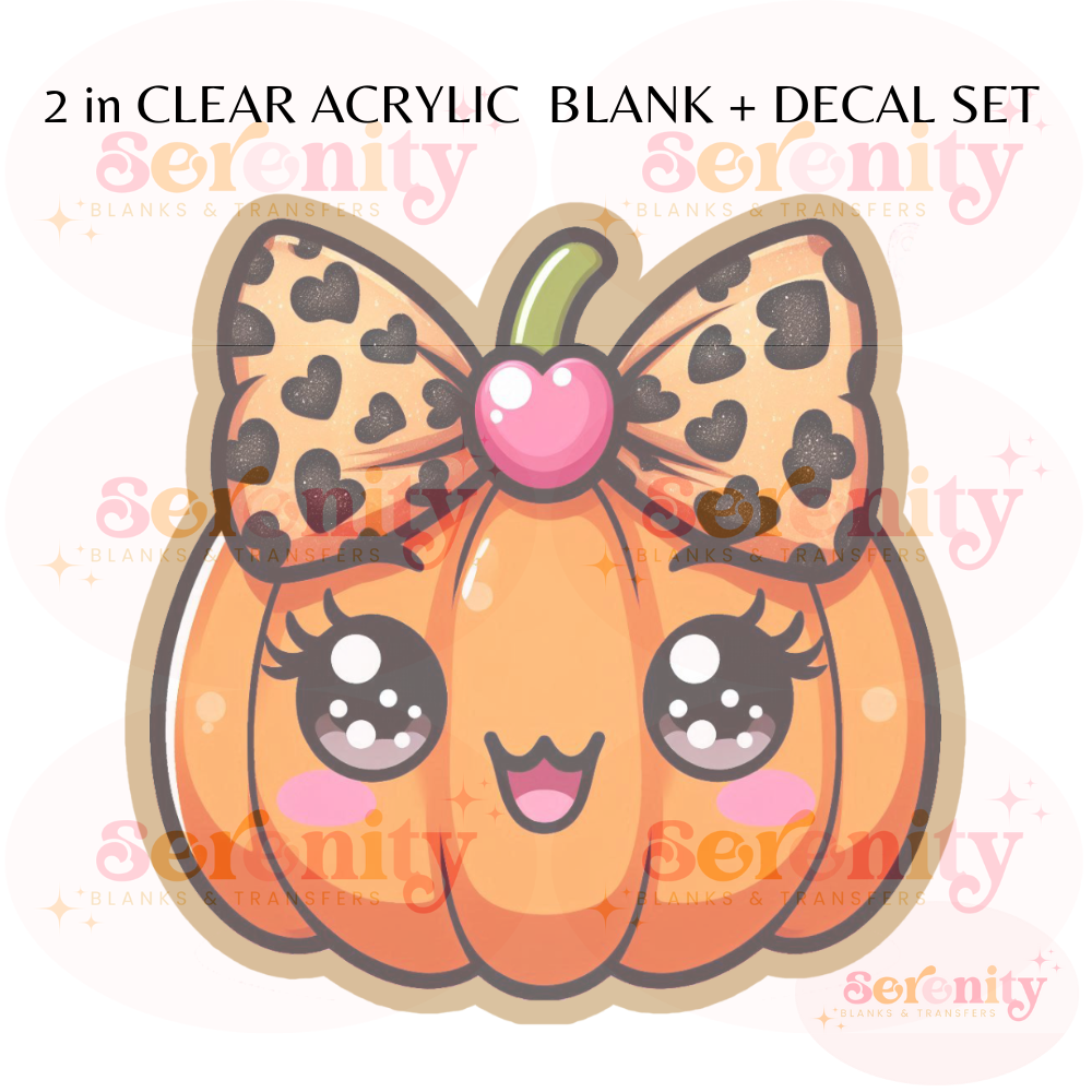 Cute Pumpkin Cheeta Print bow Acrylic blanks & decal set