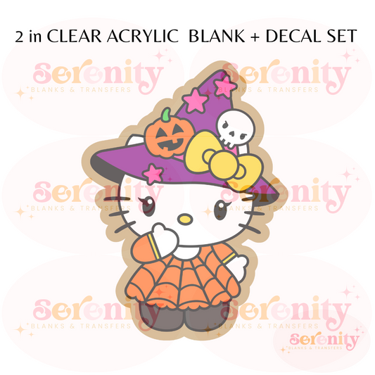 Cute Witch Kitty Acrylic blanks & decal set