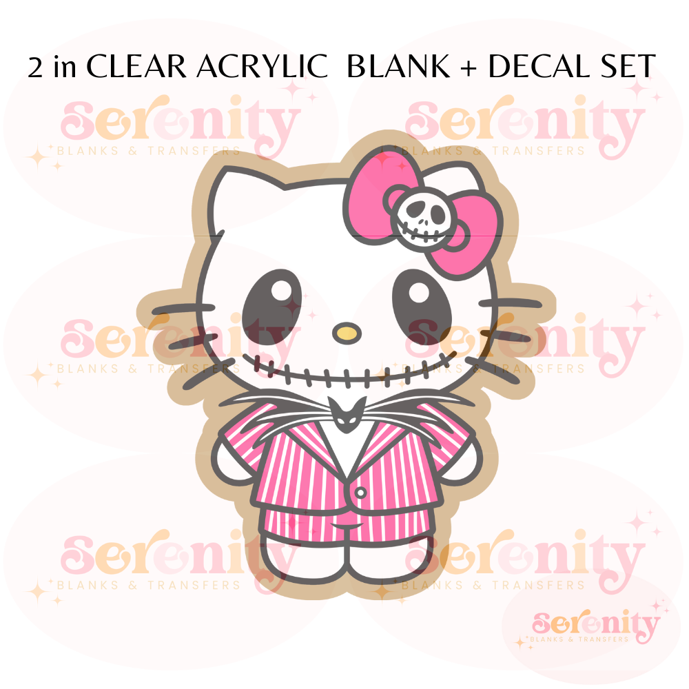 Pink Kitty Jack Skellington acrylic blanks & decal set