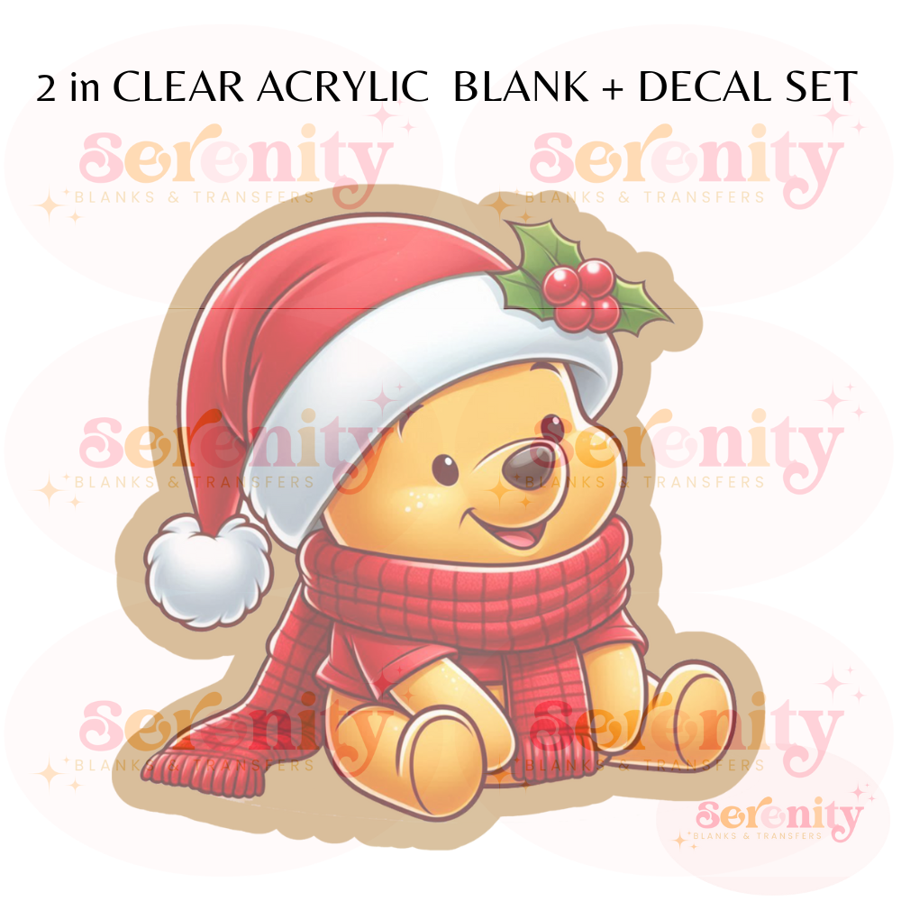 Baby Pooh with Santa Hat acrylic blanks & decal set