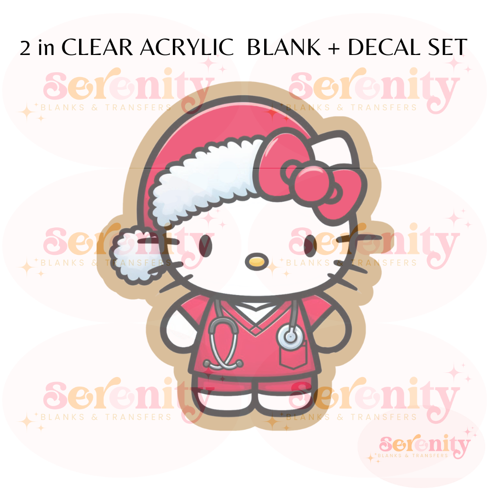 Christmas Hello Kitty Nurse acrylic blanks & decal set