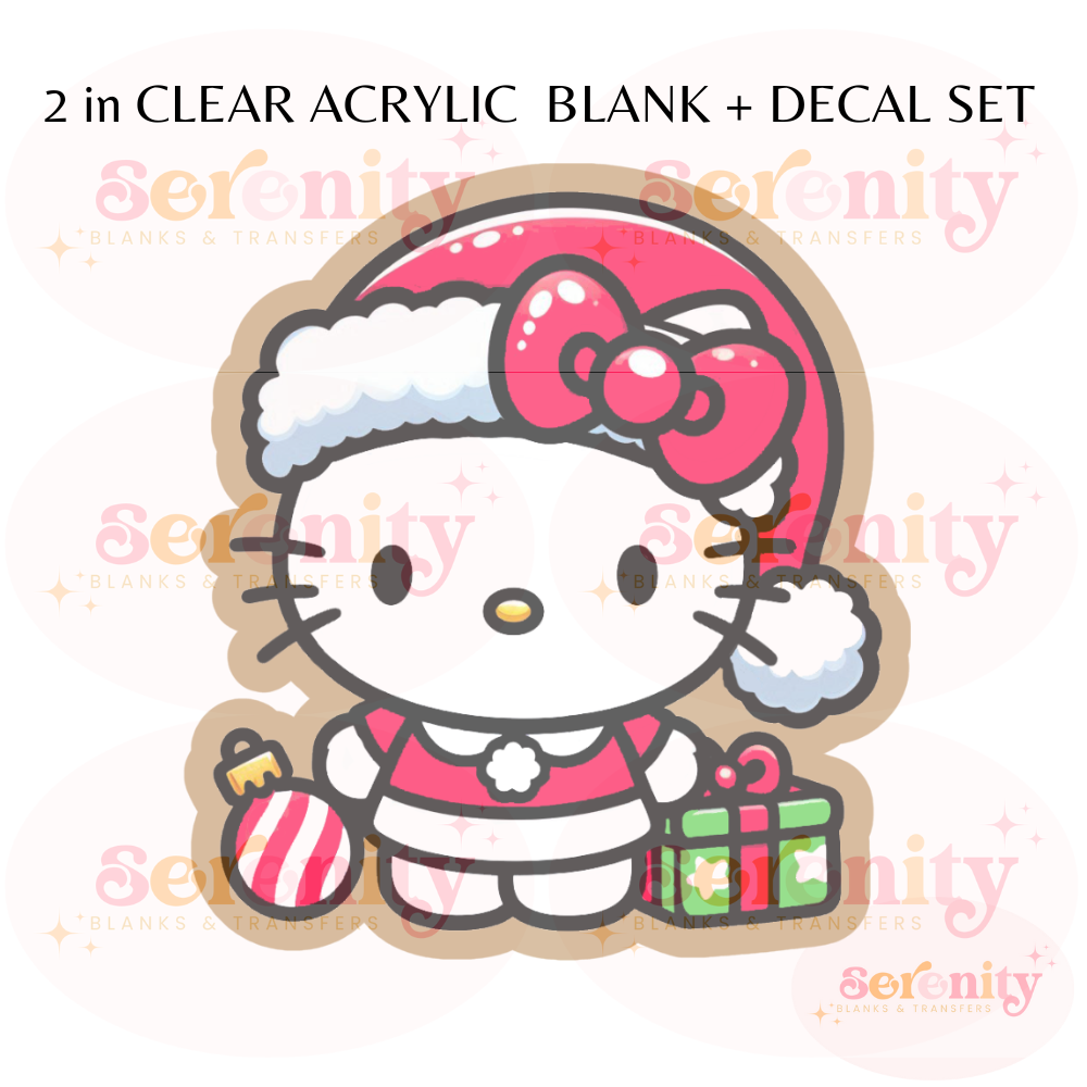 Christmas Kitty with ornaments acrylic blanks & decal set