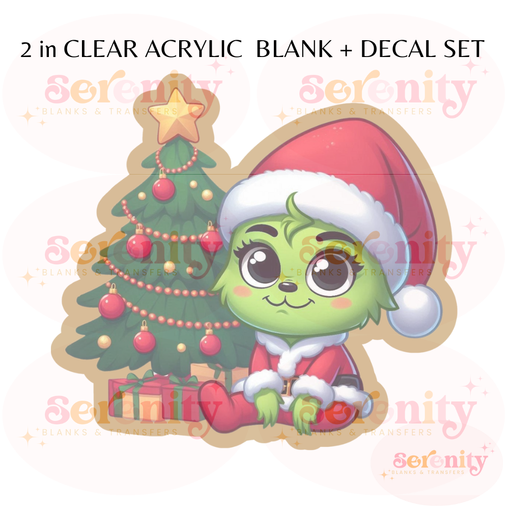 Christmas Tree and Baby Grinch acrylic blanks & decal set