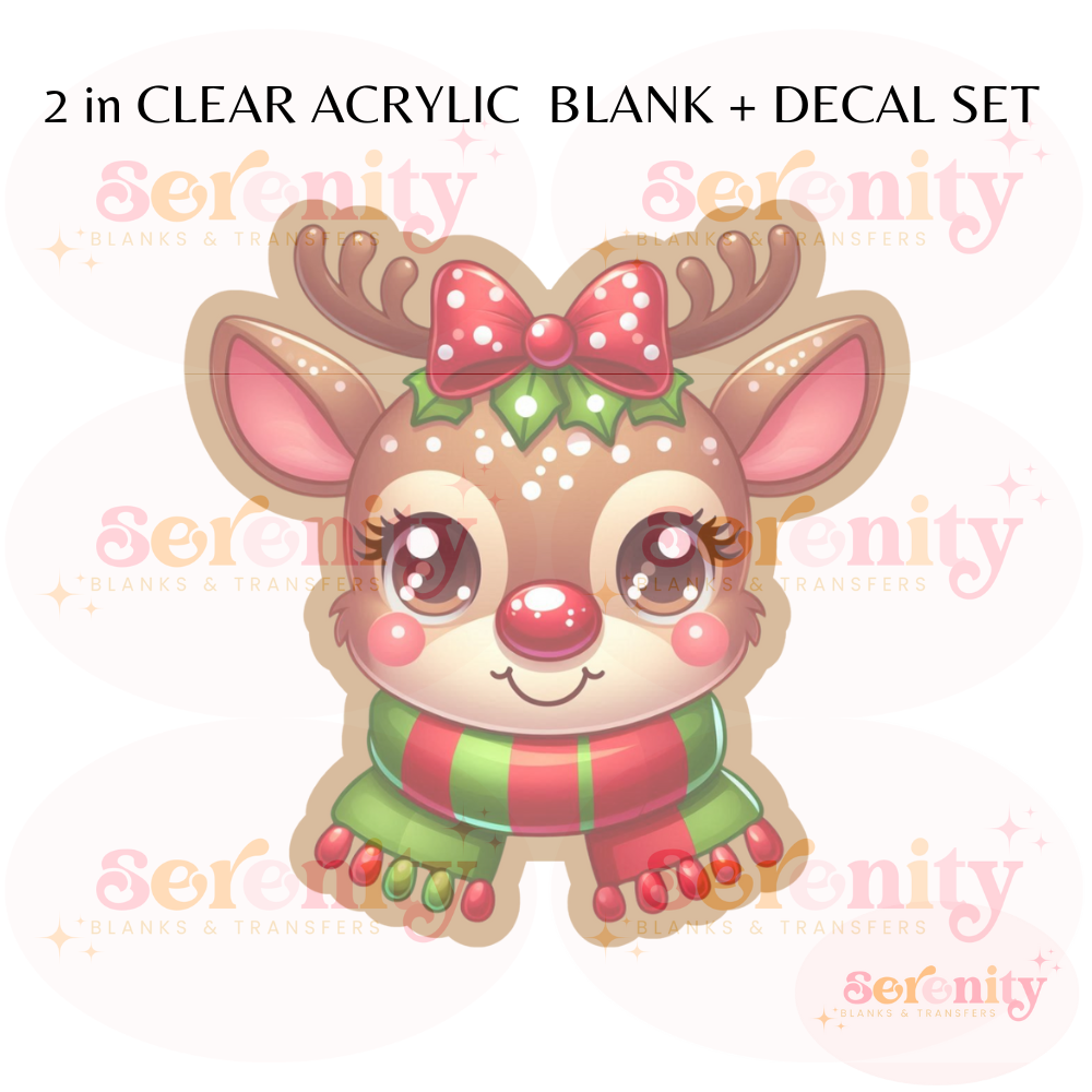 Cute Christmas Reindeer acrylic blanks & decal set