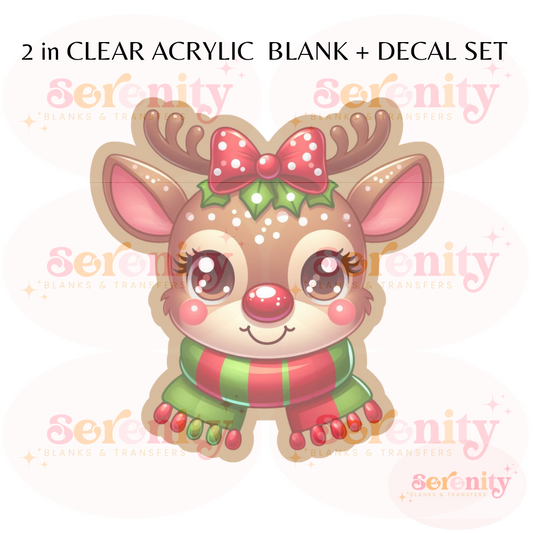 Cute Christmas Reindeer acrylic blanks & decal set