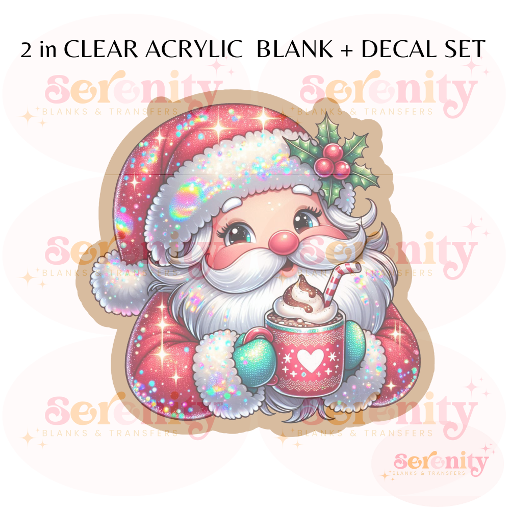 Santa with Hot Chocolate acrylic blanks & decal set