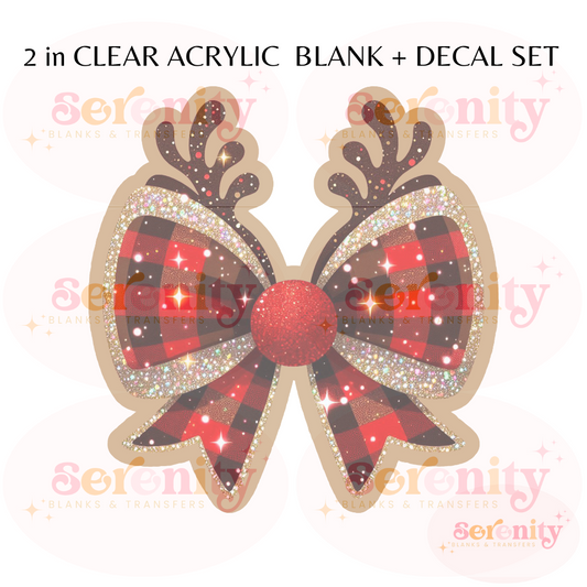 Christmas Reindeer Coquette Bow Acrylic blanks & decal set