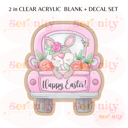 Easter pink truck acrylic blanks & decal set