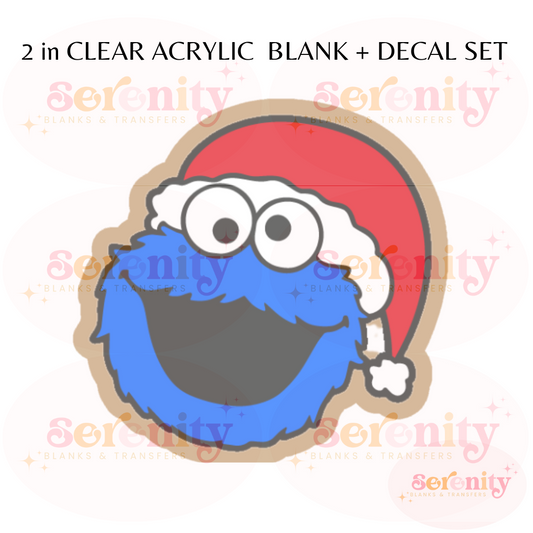 Cookie Monster Santa Hat acrylic blanks & decal set