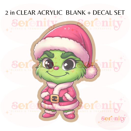 Pink Baby Grinch acrylic blanks & decal set