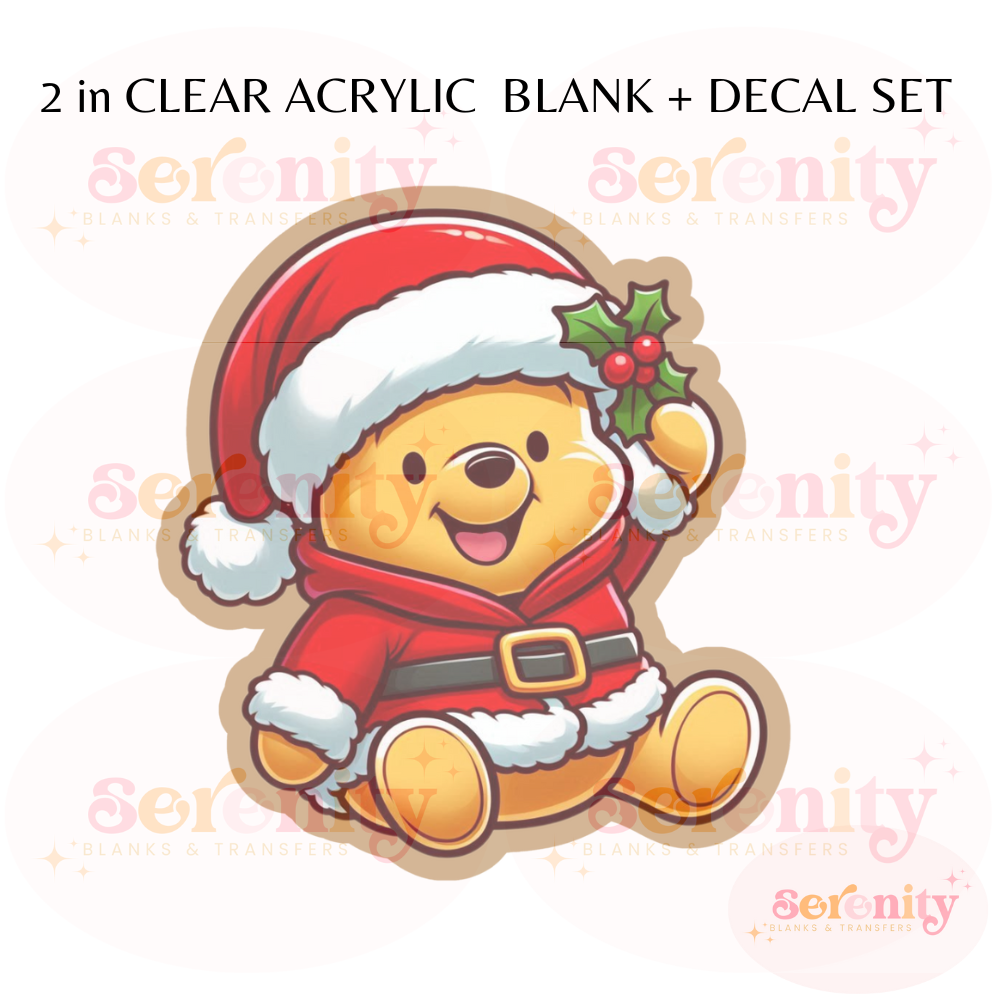 Baby Pooh Santa acrylic blanks & decal set