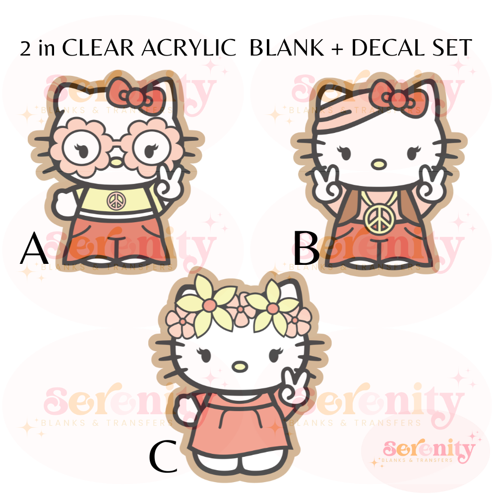 Hippie Hello Kitty Acrylic blank & decal set blank & decal set