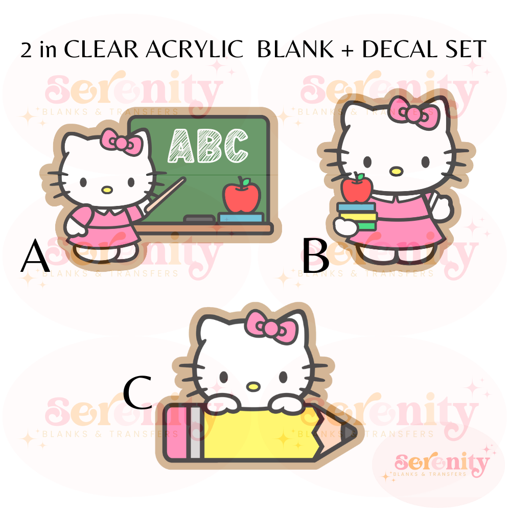 Hello Kitty Tacher Acrylic blank & decal set