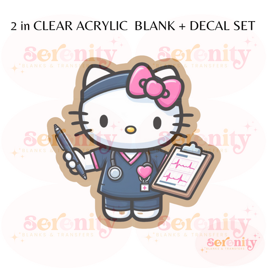 CNA/Medical Assistant Hello Kitty acrylic blanks & decal set