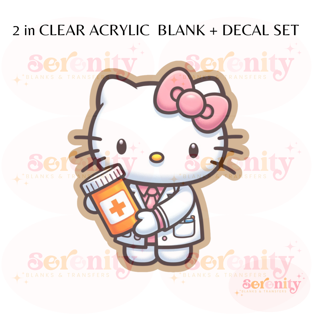 Pharmacy Tech Hello Kitty acrylic blanks & decal set