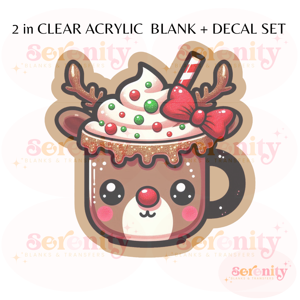 Christmas Reindeer Hot Chocolate mug acrylic blanks & decal set