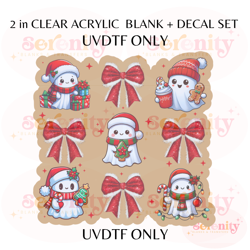 Christmas Ghost acrylic blanks & decal set UVDTF ONLY