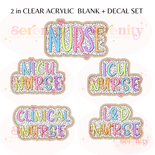 Dotted Nurse Tags Acrylic blank & decal set