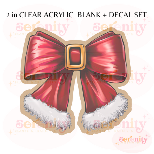 Christmas Santa Bow acrylic blanks & decal set